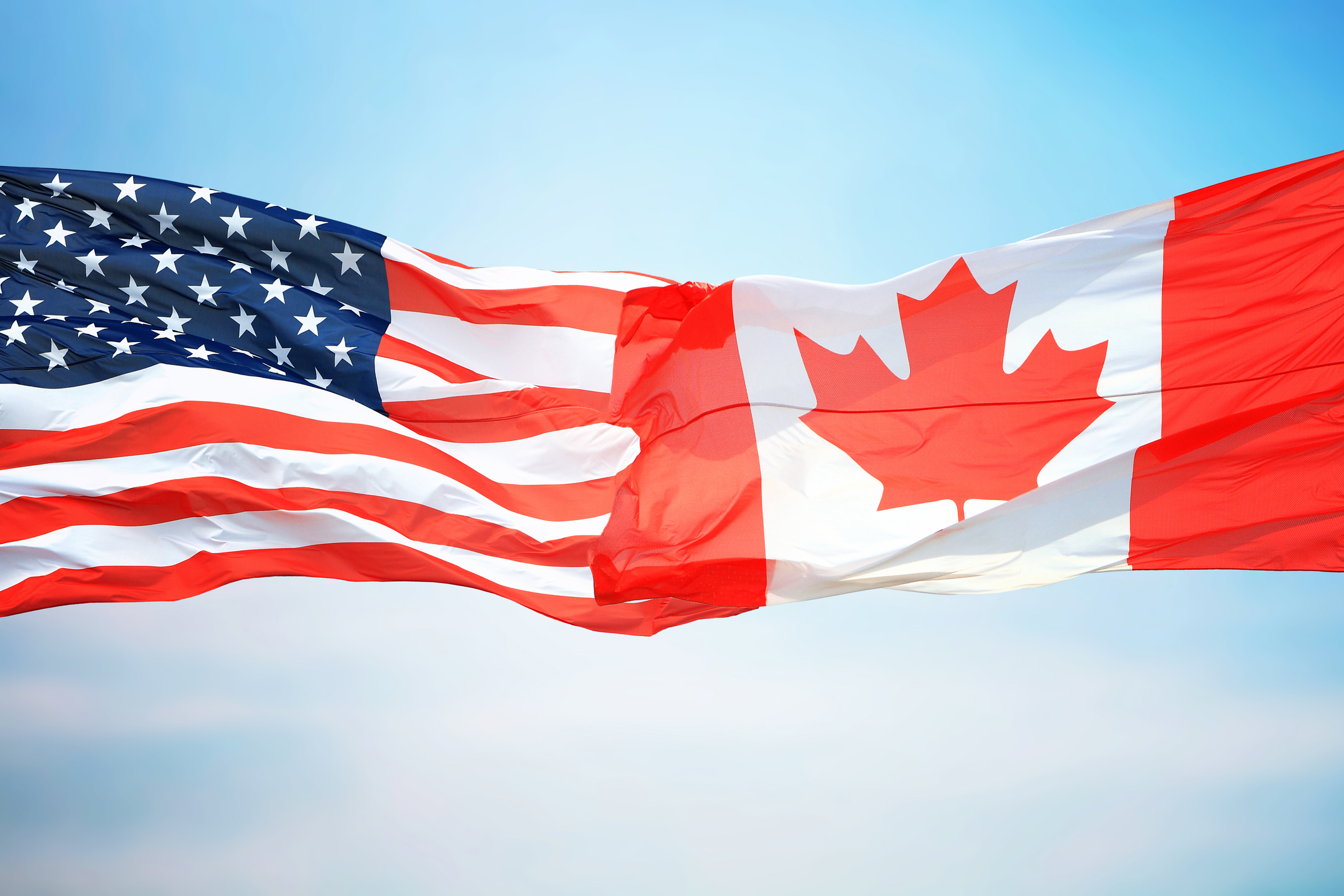 Flag of Canada and the USA US Canada Cross Border